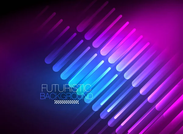 Bright neon color techno abstract background, shiny glowing neon lines in the dark background — Stock Vector