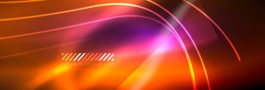 Neon dinamik ışınlar vektör soyut duvar kağıdı arka planı. Duvar kağıdı arkaplanı, iş ve teknoloji sunumları için tasarım şablonları, İnternet posterleri veya web broşürü kapakları