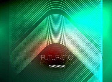 Neon rengi kare çizgileri soyut arkaplan. Parlak sihirli enerji ve hareket konsepti, vektör soyut duvar kağıdı arkaplanı