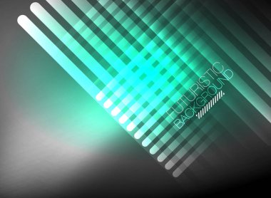Parlak neon rengi tekno soyut arkaplan, koyu arkaplanda parlak neon çizgiler