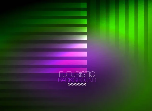 Bright neon color techno abstract background, shiny glowing neon lines in the dark background — Stock Vector