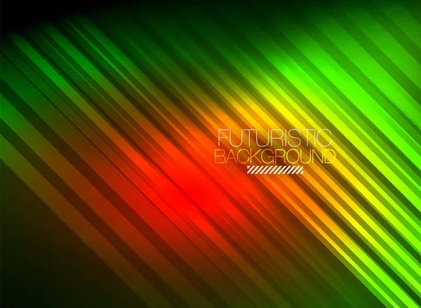 Heldere neon kleur techno abstracte achtergrond, glanzende gloeiende neon lijnen in de donkere achtergrond — Stockvector