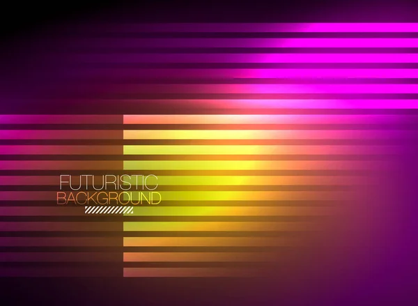 Color de neón brillante techno fondo abstracto, brillantes líneas de neón brillantes en el fondo oscuro — Vector de stock