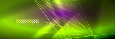 Neon dinamik ışınlar vektör soyut duvar kağıdı arka planı. Duvar kağıdı arkaplanı, iş ve teknoloji sunumları için tasarım şablonları, İnternet posterleri veya web broşürü kapakları
