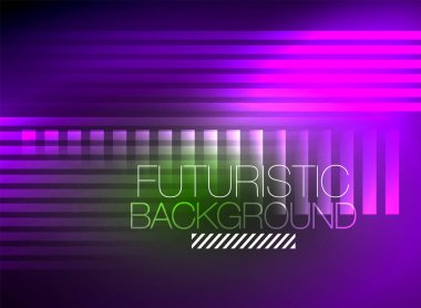 Parlak neon rengi tekno soyut arkaplan, koyu arkaplanda parlak neon çizgiler