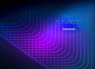 Neon rengi kare çizgileri soyut arkaplan. Parlak sihirli enerji ve hareket konsepti, vektör soyut duvar kağıdı arkaplanı