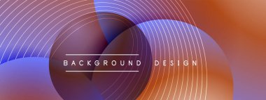 Gölgeli gradyan daireler. Vektör tekno soyut arka plan. Modern üstüste bindirme formları duvar kağıdı arkaplanı, tasarım şablonu