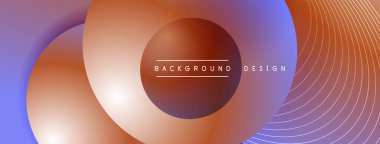 Gölgeli gradyan daireler. Vektör tekno soyut arka plan. Modern üstüste bindirme formları duvar kağıdı arkaplanı, tasarım şablonu