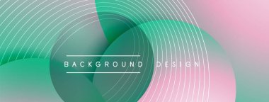 Gölgeli gradyan daireler. Vektör tekno soyut arka plan. Modern üstüste bindirme formları duvar kağıdı arkaplanı, tasarım şablonu