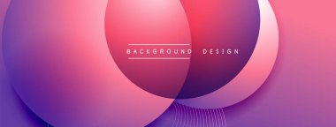 Gölgeli gradyan daireler. Vektör tekno soyut arka plan. Modern üstüste bindirme formları duvar kağıdı arkaplanı, tasarım şablonu