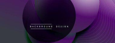 Gölgeli gradyan daireler. Vektör tekno soyut arka plan. Modern üstüste bindirme formları duvar kağıdı arkaplanı, tasarım şablonu