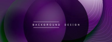 Gölgeli gradyan daireler. Vektör tekno soyut arka plan. Modern üstüste bindirme formları duvar kağıdı arkaplanı, tasarım şablonu