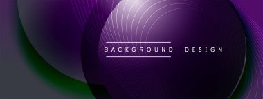 Gölgeli gradyan daireler. Vektör tekno soyut arka plan. Modern üstüste bindirme formları duvar kağıdı arkaplanı, tasarım şablonu