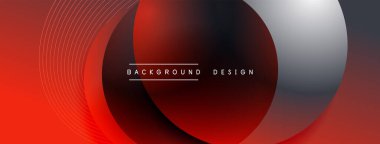 Gölgeli gradyan daireler. Vektör tekno soyut arka plan. Modern üstüste bindirme formları duvar kağıdı arkaplanı, tasarım şablonu