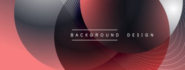 Gölgeli gradyan daireler. Vektör tekno soyut arka plan. Modern üstüste bindirme formları duvar kağıdı arkaplanı, tasarım şablonu