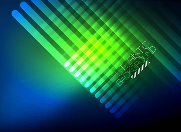明亮的霓虹灯色彩技术抽象的背景，明亮发光的霓虹灯线条在黑暗的背景 — 图库矢量图片