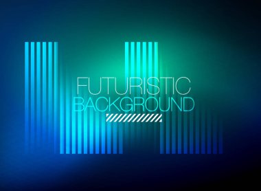 Parlak neon rengi tekno soyut arkaplan, koyu arkaplanda parlak neon çizgiler
