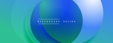 Gölgeli gradyan daireler. Vektör tekno soyut arka plan. Modern üstüste bindirme formları duvar kağıdı arkaplanı, tasarım şablonu