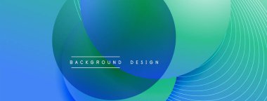 Gölgeli gradyan daireler. Vektör tekno soyut arka plan. Modern üstüste bindirme formları duvar kağıdı arkaplanı, tasarım şablonu