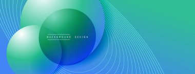 Gölgeli gradyan daireler. Vektör tekno soyut arka plan. Modern üstüste bindirme formları duvar kağıdı arkaplanı, tasarım şablonu