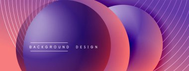 Gölgeli gradyan daireler. Vektör tekno soyut arka plan. Modern üstüste bindirme formları duvar kağıdı arkaplanı, tasarım şablonu