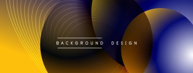 Gölgeli gradyan daireler. Vektör tekno soyut arka plan. Modern üstüste bindirme formları duvar kağıdı arkaplanı, tasarım şablonu