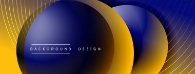 Gölgeli gradyan daireler. Vektör tekno soyut arka plan. Modern üstüste bindirme formları duvar kağıdı arkaplanı, tasarım şablonu