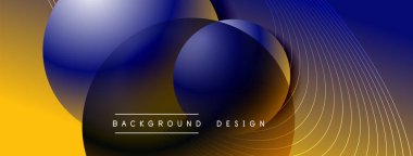 Gölgeli gradyan daireler. Vektör tekno soyut arka plan. Modern üstüste bindirme formları duvar kağıdı arkaplanı, tasarım şablonu