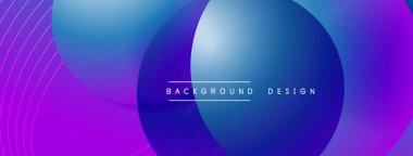 Gölgeli gradyan daireler. Vektör tekno soyut arka plan. Modern üstüste bindirme formları duvar kağıdı arkaplanı, tasarım şablonu