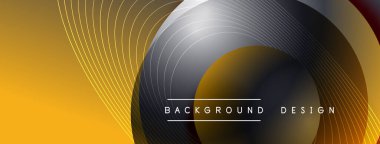 Gölgeli gradyan daireler. Vektör tekno soyut arka plan. Modern üstüste bindirme formları duvar kağıdı arkaplanı, tasarım şablonu