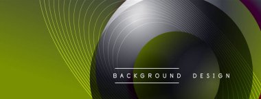 Gölgeli gradyan daireler. Vektör tekno soyut arka plan. Modern üstüste bindirme formları duvar kağıdı arkaplanı, tasarım şablonu