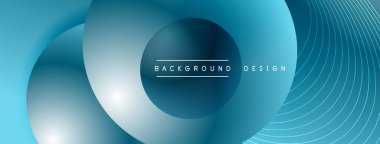 Gölgeli gradyan daireler. Vektör tekno soyut arka plan. Modern üstüste bindirme formları duvar kağıdı arkaplanı, tasarım şablonu