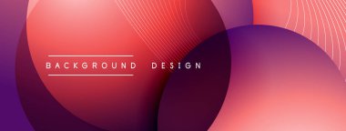 Gölgeli gradyan daireler. Vektör tekno soyut arka plan. Modern üstüste bindirme formları duvar kağıdı arkaplanı, tasarım şablonu