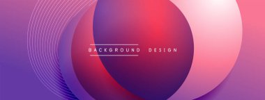 Gölgeli gradyan daireler. Vektör tekno soyut arka plan. Modern üstüste bindirme formları duvar kağıdı arkaplanı, tasarım şablonu