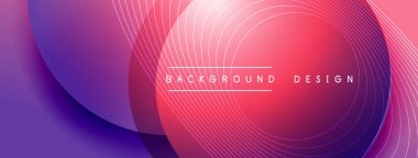 Gölgeli gradyan daireler. Vektör tekno soyut arka plan. Modern üstüste bindirme formları duvar kağıdı arkaplanı, tasarım şablonu