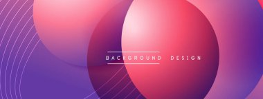 Gölgeli gradyan daireler. Vektör tekno soyut arka plan. Modern üstüste bindirme formları duvar kağıdı arkaplanı, tasarım şablonu