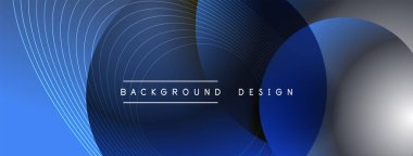 Gölgeli gradyan daireler. Vektör tekno soyut arka plan. Modern üstüste bindirme formları duvar kağıdı arkaplanı, tasarım şablonu