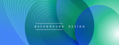 Gölgeli gradyan daireler. Vektör tekno soyut arka plan. Modern üstüste bindirme formları duvar kağıdı arkaplanı, tasarım şablonu