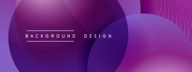 Gölgeli gradyan daireler. Vektör tekno soyut arka plan. Modern üstüste bindirme formları duvar kağıdı arkaplanı, tasarım şablonu