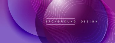 Gölgeli gradyan daireler. Vektör tekno soyut arka plan. Modern üstüste bindirme formları duvar kağıdı arkaplanı, tasarım şablonu