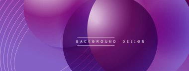 Gölgeli gradyan daireler. Vektör tekno soyut arka plan. Modern üstüste bindirme formları duvar kağıdı arkaplanı, tasarım şablonu