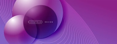 Gölgeli gradyan daireler. Vektör tekno soyut arka plan. Modern üstüste bindirme formları duvar kağıdı arkaplanı, tasarım şablonu