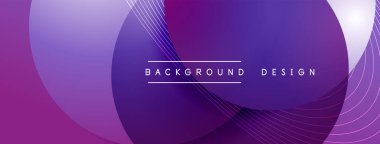 Gölgeli gradyan daireler. Vektör tekno soyut arka plan. Modern üstüste bindirme formları duvar kağıdı arkaplanı, tasarım şablonu