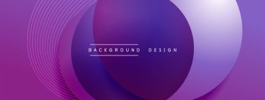 Gölgeli gradyan daireler. Vektör tekno soyut arka plan. Modern üstüste bindirme formları duvar kağıdı arkaplanı, tasarım şablonu