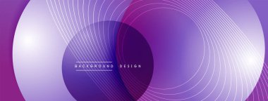 Gölgeli gradyan daireler. Vektör tekno soyut arka plan. Modern üstüste bindirme formları duvar kağıdı arkaplanı, tasarım şablonu