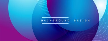 Gölgeli gradyan daireler. Vektör tekno soyut arka plan. Modern üstüste bindirme formları duvar kağıdı arkaplanı, tasarım şablonu