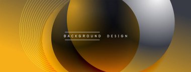 Gölgeli gradyan daireler. Vektör tekno soyut arka plan. Modern üstüste bindirme formları duvar kağıdı arkaplanı, tasarım şablonu