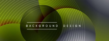 Gölgeli gradyan daireler. Vektör tekno soyut arka plan. Modern üstüste bindirme formları duvar kağıdı arkaplanı, tasarım şablonu