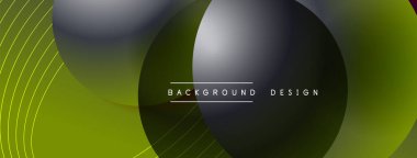 Gölgeli gradyan daireler. Vektör tekno soyut arka plan. Modern üstüste bindirme formları duvar kağıdı arkaplanı, tasarım şablonu