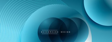 Gölgeli gradyan daireler. Vektör tekno soyut arka plan. Modern üstüste bindirme formları duvar kağıdı arkaplanı, tasarım şablonu